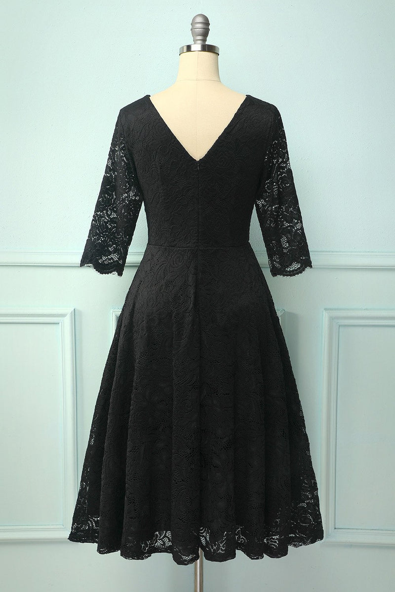 Load image into Gallery viewer, Black 3/4 Sleeves Formal Dress
