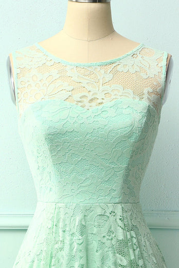 Asymmetrical Mint Lace Dress