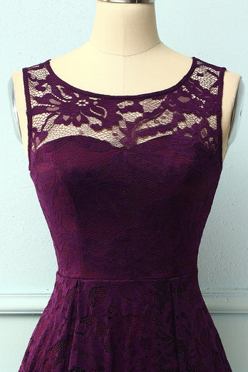 Asymmetrical Grape Lace Dress