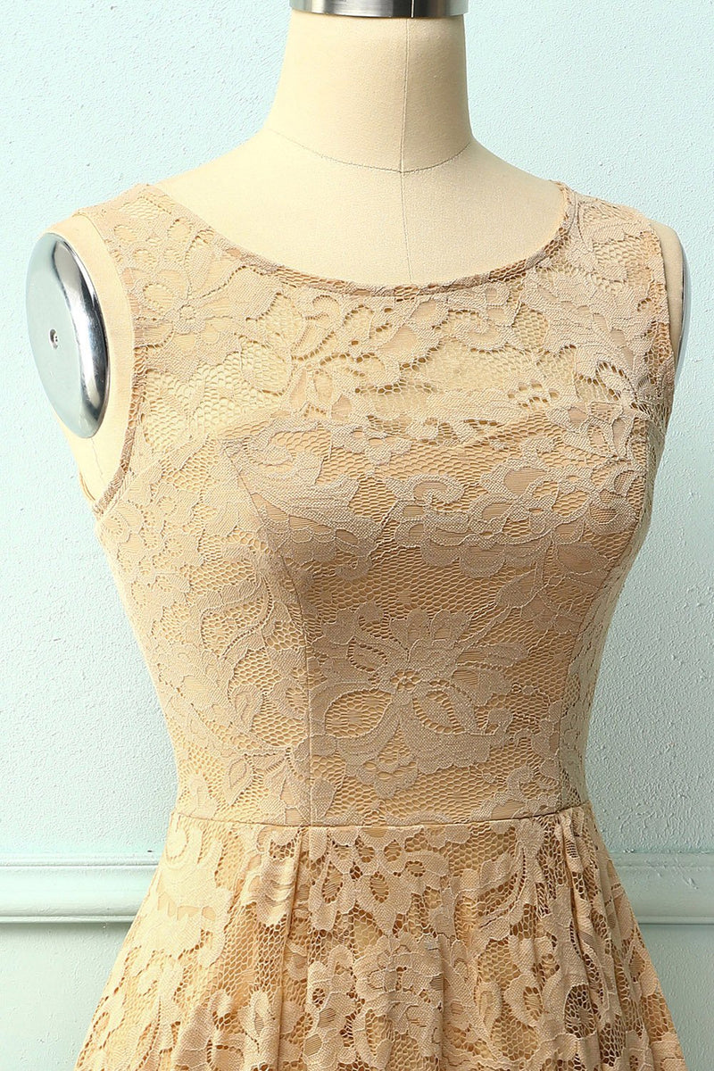 Load image into Gallery viewer, Asymmetrical Champagne Lace Dress