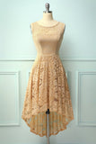 Asymmetrical Champagne Lace Dress