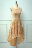 Asymmetrical Champagne Lace Dress