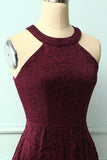 Burgundy Halter Lace Midi