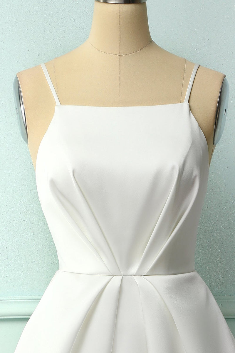 Zapaka Summer Wedding Dresses Simple White A-line Spaghetti Straps Midi ...