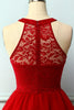Load image into Gallery viewer, Dark Red Halter Lace Dress