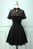 Load image into Gallery viewer, Black High Neck Vintage Dress
