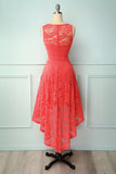 Coral High Low Lace Party Dress