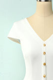 White Button Shift Dress