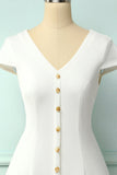 White Button Shift Dress