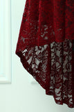 Burgundy High Low Lace