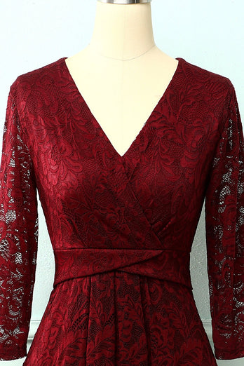 Burgundy High Low Lace