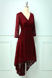 Burgundy High Low Lace