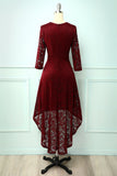 Burgundy High Low Lace