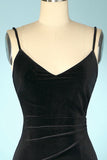 Black Velvet Evening Party Dress