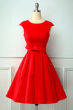 Red Button 1950s Swing Dress