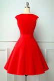 Red Button 1950s Swing Dress