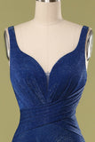 Glitter Royal Blue Long Prom Dress