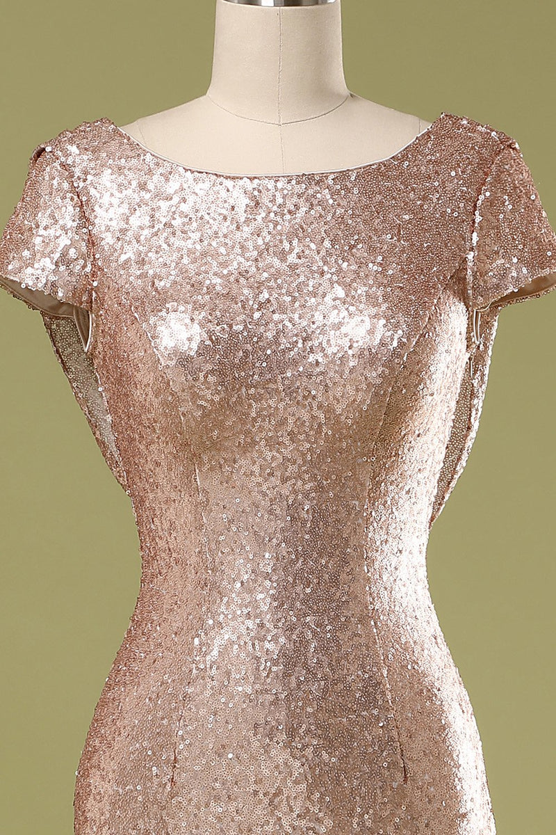 Load image into Gallery viewer, Sequins Pink Prom Dress