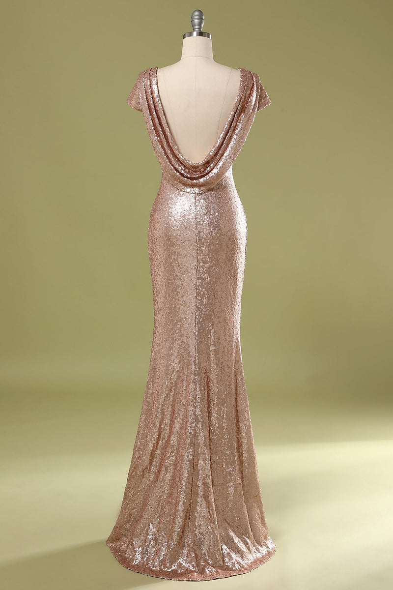 Load image into Gallery viewer, Sequins Pink Prom Dress