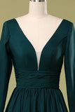 Dark Green V Neck Mother Of the Bride Dress