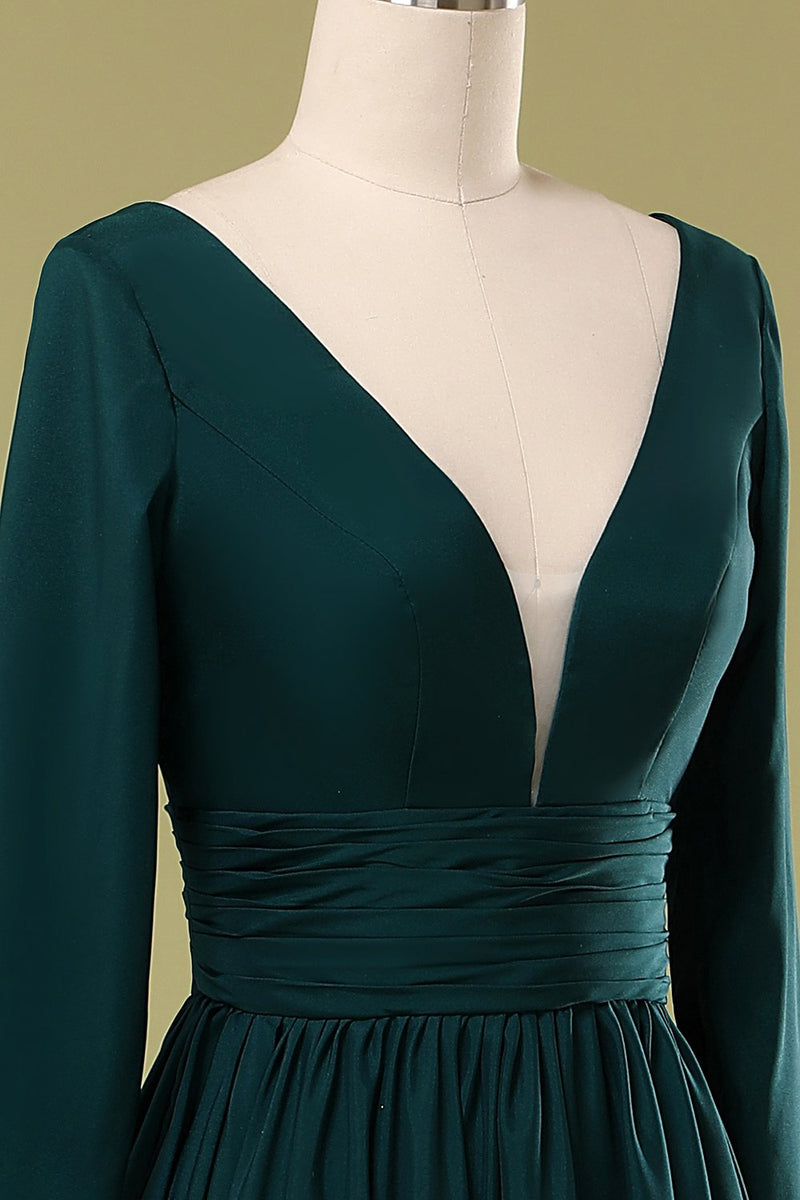 Load image into Gallery viewer, Dark Green V Neck Mother Of the Bride Dress