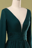 Dark Green V Neck Mother Of the Bride Dress