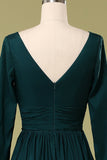 Dark Green V Neck Mother Of the Bride Dress