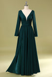 Dark Green V Neck Mother Of the Bride Dress