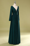 Dark Green V Neck Mother Of the Bride Dress