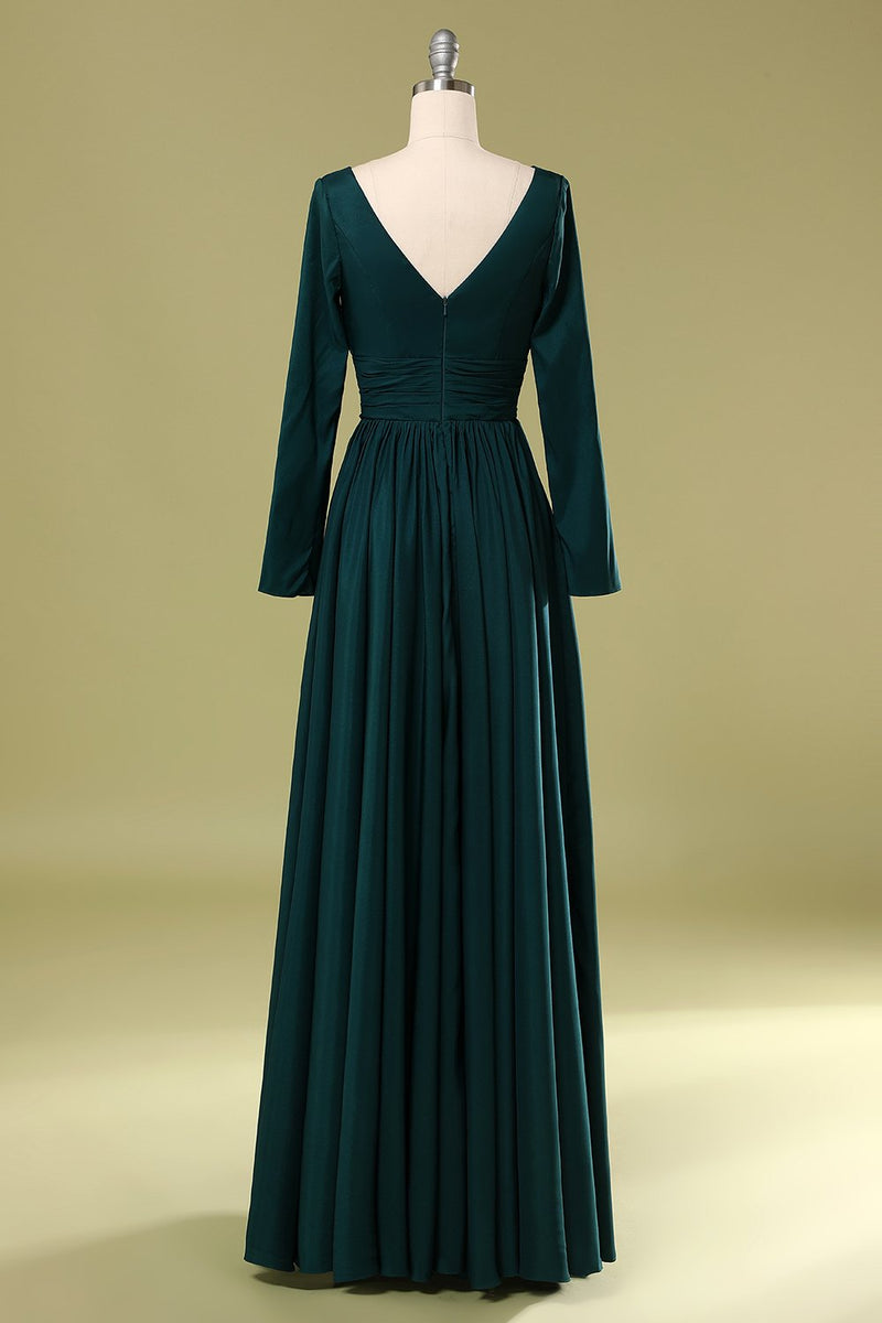 Load image into Gallery viewer, Dark Green V Neck Mother Of the Bride Dress
