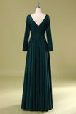 Dark Green V Neck Mother Of the Bride Dress