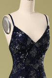 Navy Evening Dress with Beading & Sequins