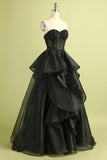 Black Strapless Ball Gown Evening Dress