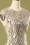 Gold Sequin Fringe Flapper Dress