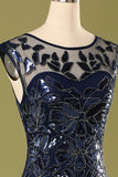 Navy 1920s Sequined Flapper Dress