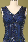 Vintage 1920s Blue Sequins Flapper Dress