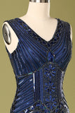 Vintage 1920s Blue Sequins Flapper Dress