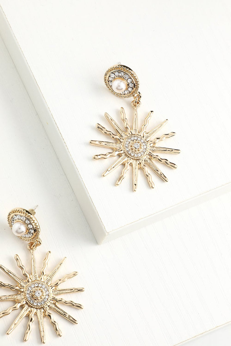 Load image into Gallery viewer, Sunflower Gold Drop Earrings