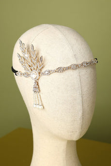 White Beaded Pearls 1920s Flapper Headband