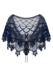 1920s Blue Flower Sequin Women Cape