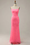 Blush Sheath Glitter Formal Dress with Sequins