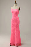 Blush Sheath Glitter Formal Dress with Sequins