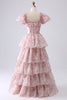 Load image into Gallery viewer, Blush A Line Square Neck Tiered Formal Dress with Ruffles