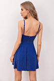 Glitter Royal Blue Short Cocktail Dress