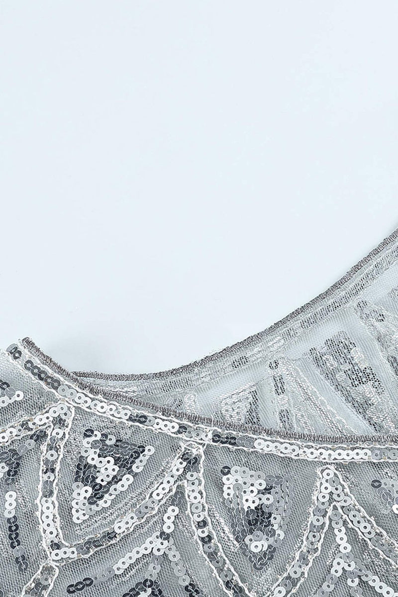 Load image into Gallery viewer, Silver Sequin Glitter 1920s Cape