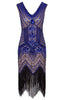 Load image into Gallery viewer, 1920s Vintage Royal Blue Sequins Flapper Dress