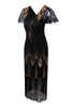 Load image into Gallery viewer, Black and Gold Flapper 1920s Sequins Dress