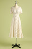 Load image into Gallery viewer, 1950s Polka Dots Ivory Dress