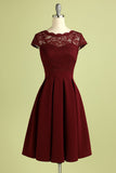 Burgundy Retro 1950s Dress With Lace