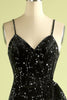 Load image into Gallery viewer, Black Star Printed Wrap Prom Dress